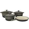 7 Piece Grey Cast Iron Pots Non-Stick Coated Cast Iron Cookware Set