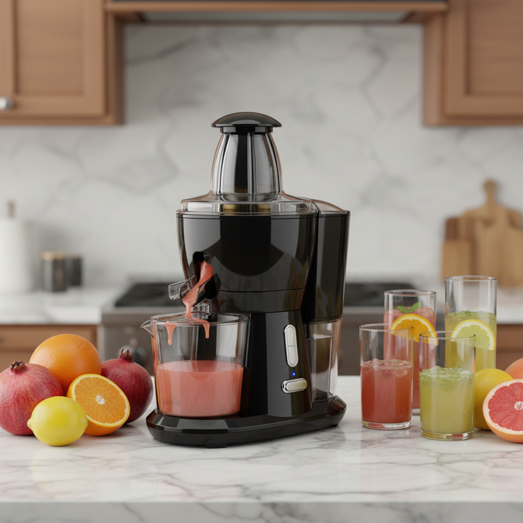 Electric Juice Extractor, Wide Mouth Centrifugal Juicer Machine, and Black